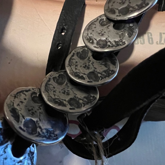 AS 98 Sandals 41 10 10.5 Wedge Leather Black Airstep Shoes Boho Strap Ankle Noa - Picture 8 of 9